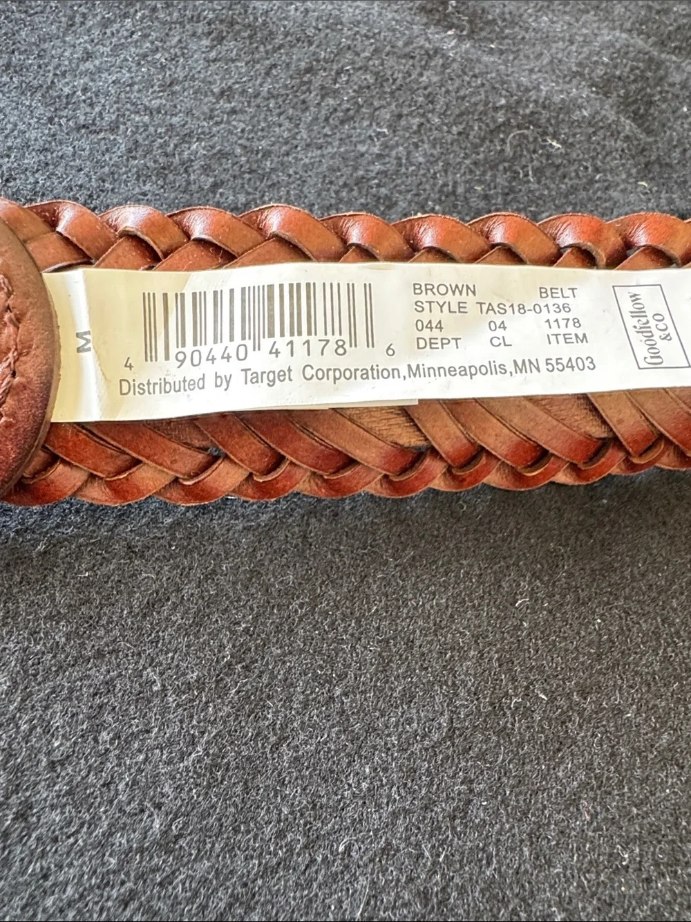 Target Brown Braided Leather Belt with Brass Buckle